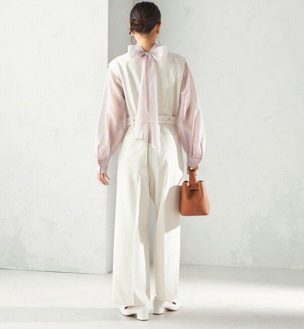 SHIPS for women「〈手洗い可能〉ダブル クロス Ｖネック ベルト付 オールインワン（セレモニー対応可）」|オールインワン|