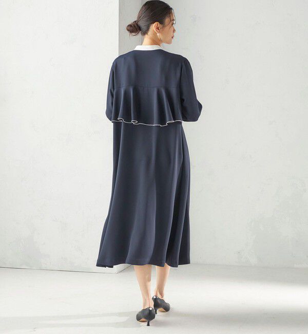 SHIPS for women「〈洗濯機可能〉ライト ダブルクロス バックフリル Aライン ワンピース（セレモニー対応可）」|ワンピース|