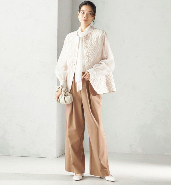 SHIPS for women「ミニ フラワー ジャカード パール モチーフ ボタン ジレ（セレモニー対応可）」|ベスト・ジレ|