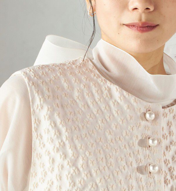 SHIPS for women「ミニ フラワー ジャカード パール モチーフ ボタン ジレ（セレモニー対応可）」|ベスト・ジレ|