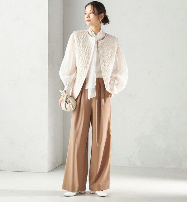 SHIPS for women「ミニ フラワー ジャカード パール モチーフ ボタン ジレ（セレモニー対応可）」|ベスト・ジレ|