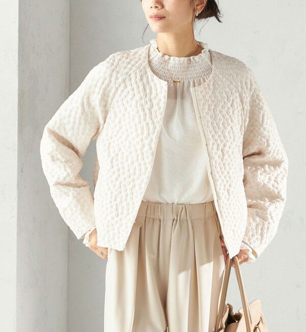 SHIPS for women「ミニ フラワー ジャカード ブルゾン（セレモニー対応可）」|ブルゾン・スタジャン|アイボリー