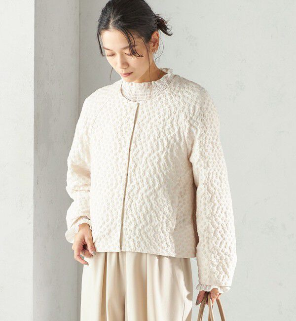 SHIPS for women「ミニ フラワー ジャカード ブルゾン（セレモニー対応可）」|ブルゾン・スタジャン|