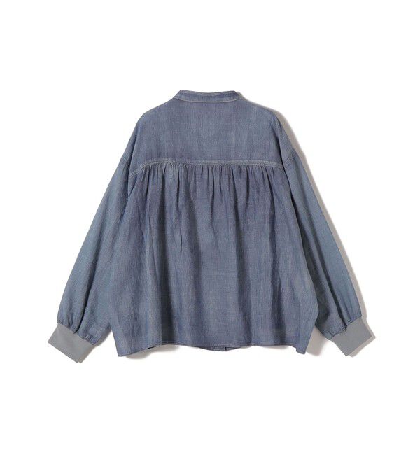 SHIPS for women「〈手洗い可能〉シアー デニム 袖 リブ バンドカラー シャツ」|シャツ・ブラウス|
