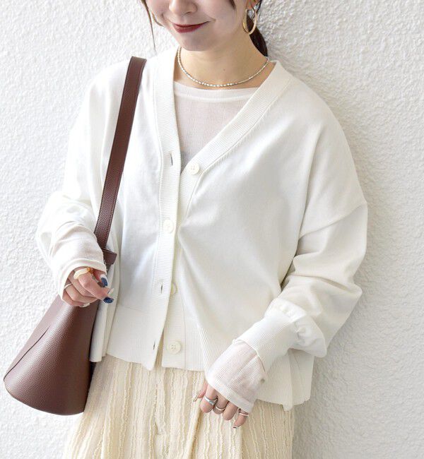 SHIPS any「SHIPS any:〈手洗い可能〉コットン ミックス Vネック コンパクト カーディガン」|カーディガン|