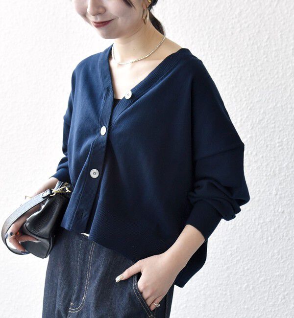 SHIPS any「SHIPS any:〈手洗い可能〉コットン ミックス Vネック コンパクト カーディガン」|カーディガン|