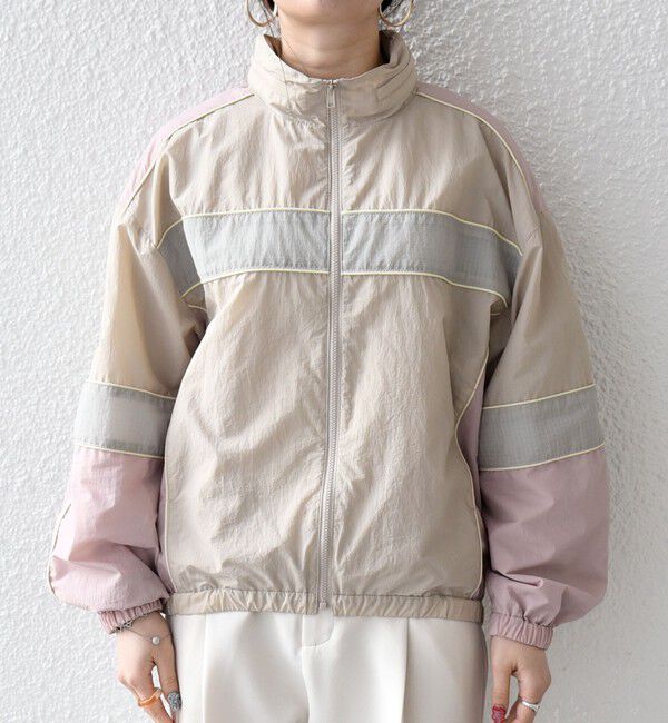 SHIPS any「SHIPS any:〈洗濯機可能〉ナイロン スタンドカラー 配色 ジップ ブルゾン」|ブルゾン・スタジャン|