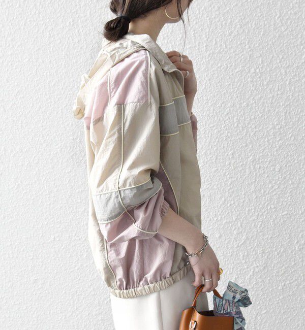 SHIPS any「SHIPS any:〈洗濯機可能〉ナイロン スタンドカラー 配色 ジップ ブルゾン」|ブルゾン・スタジャン|