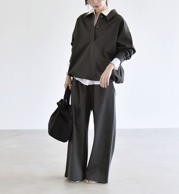 quaranciel「《追加予約》quaranciel:〈洗濯機可能〉ライト ポンチ ドロスト ポロ プルオーバー」|スウェット・ジャージ|