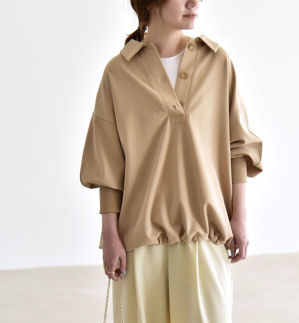 quaranciel「《追加予約》quaranciel:〈洗濯機可能〉ライト ポンチ ドロスト ポロ プルオーバー」|スウェット・ジャージ|