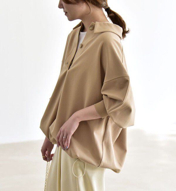 quaranciel「《追加予約》quaranciel:〈洗濯機可能〉ライト ポンチ ドロスト ポロ プルオーバー」|スウェット・ジャージ|