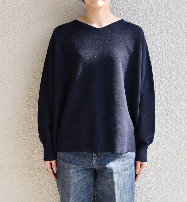 quaranciel「quaranciel:〈手洗い可能〉シアー 2way Vネック ドルマン ニット プルオーバー」|ニット・セーター|