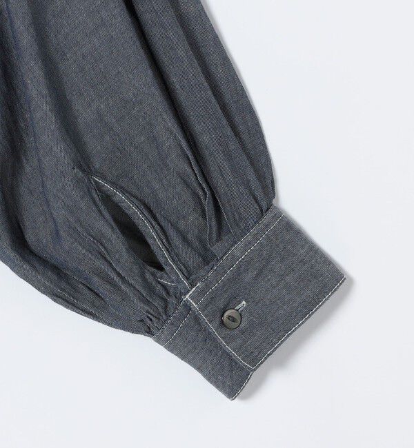 quaranciel「《予約》quaranciel:〈洗濯機可能〉シアー デニム ギャザー レギュラー シャツ」|シャツ・ブラウス|