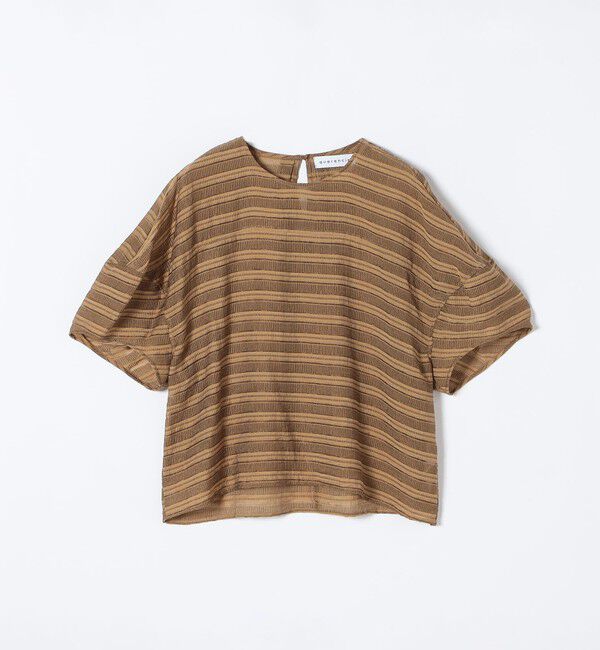 quaranciel「《予約》quaranciel:〈洗濯機可能〉ジャガード ボーダー シアー ブラウス」|シャツ・ブラウス|