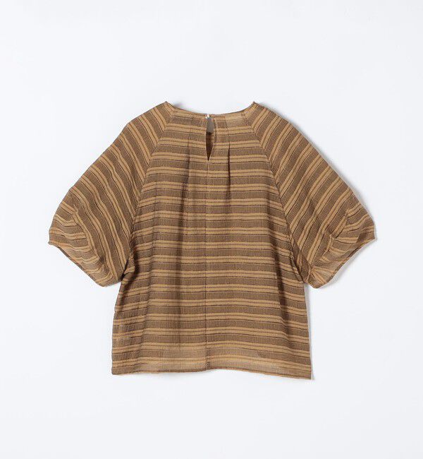 quaranciel「《予約》quaranciel:〈洗濯機可能〉ジャガード ボーダー シアー ブラウス」|シャツ・ブラウス|