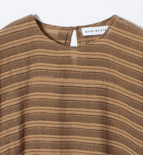 quaranciel「《予約》quaranciel:〈洗濯機可能〉ジャガード ボーダー シアー ブラウス」|シャツ・ブラウス|