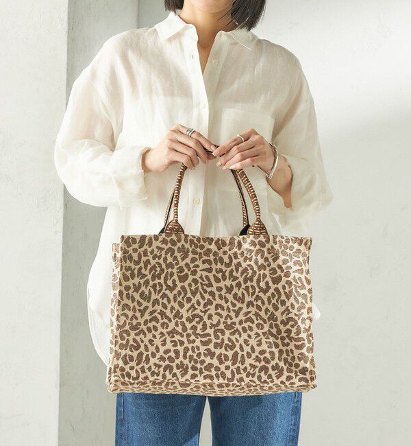 SHIPS for women「《予約》【SHIPS別注】BINDU: レオパード ジャカード トート バッグ」|トートバッグ|