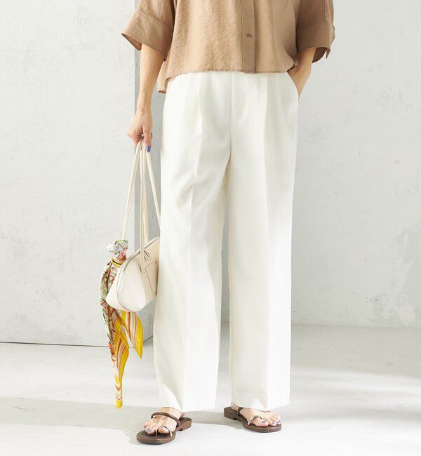 SHIPS for women「〈手洗い可能〉ドライ シャンタン フロント タック パンツ」|その他|