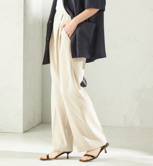 SHIPS for women「〈手洗い可能〉ドライ シャンタン フロント タック パンツ」|その他|