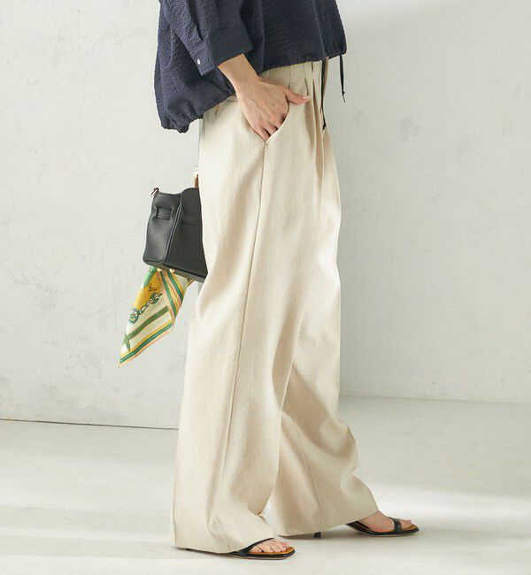 SHIPS for women「〈手洗い可能〉ドライ シャンタン フロント タック パンツ」|その他|