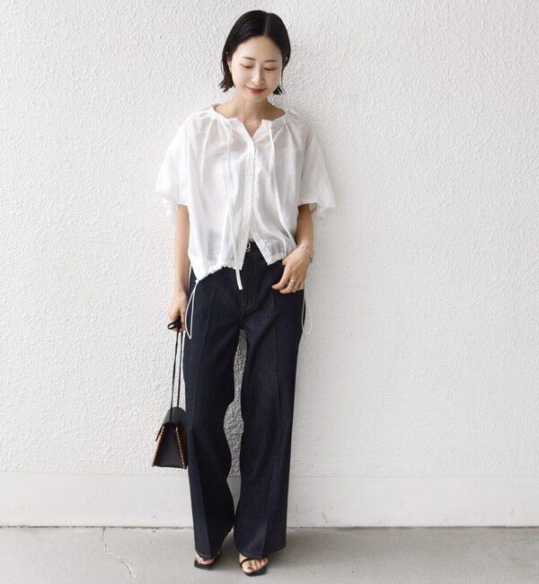 SHIPS for women「《予約》【WEB限定】〈手洗い可能〉バルーン スリーブ 裾 ドロスト ブラウス」|シャツ・ブラウス|