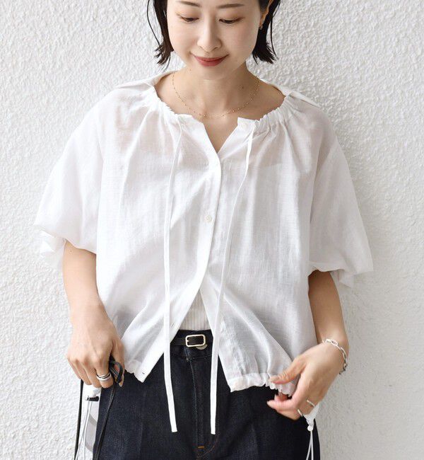 SHIPS for women「《予約》【WEB限定】〈手洗い可能〉バルーン スリーブ 裾 ドロスト ブラウス」|シャツ・ブラウス|