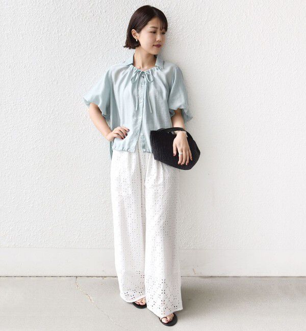 SHIPS for women「《予約》【WEB限定】〈手洗い可能〉バルーン スリーブ 裾 ドロスト ブラウス」|シャツ・ブラウス|