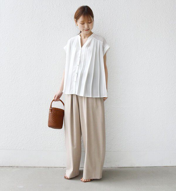 SHIPS for women「《予約》【WEB限定】〈手洗い可能〉ストレッチ ジョーゼット プリーツ スキッパー ブラウス」|シャツ・ブラウス|