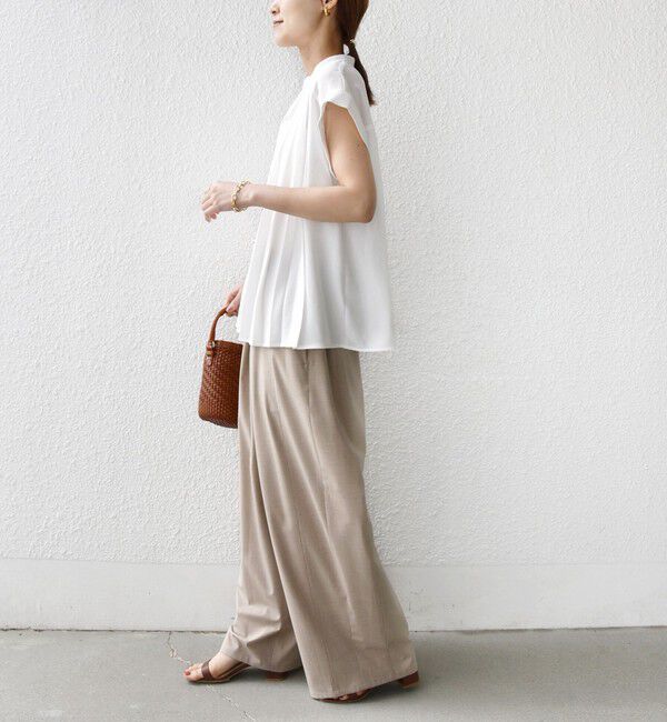 SHIPS for women「《予約》【WEB限定】〈手洗い可能〉ストレッチ ジョーゼット プリーツ スキッパー ブラウス」|シャツ・ブラウス|