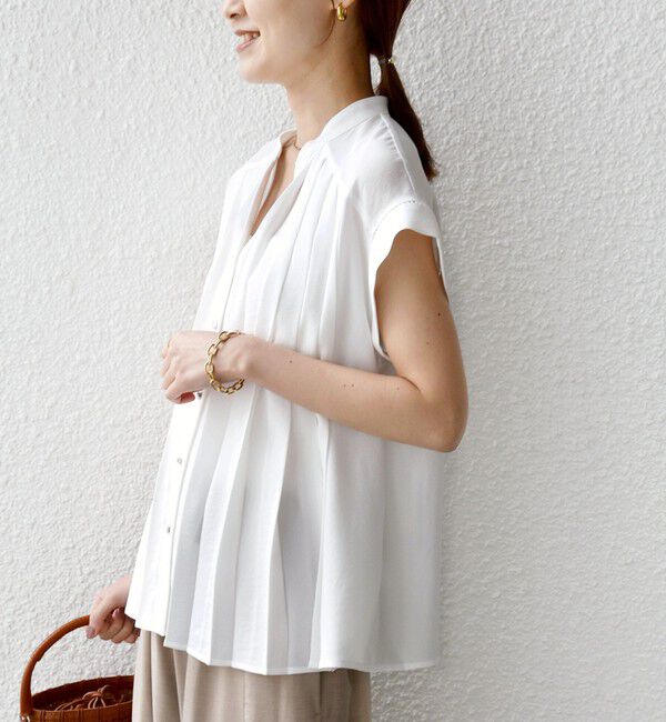 SHIPS for women「《予約》【WEB限定】〈手洗い可能〉ストレッチ ジョーゼット プリーツ スキッパー ブラウス」|シャツ・ブラウス|