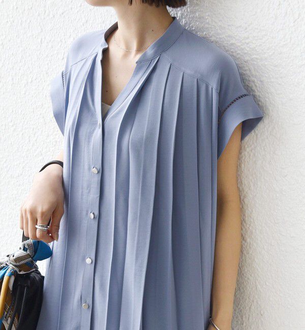 SHIPS for women「《予約》【WEB限定】〈手洗い可能〉ストレッチ ジョーゼット プリーツ スキッパー ブラウス」|シャツ・ブラウス|