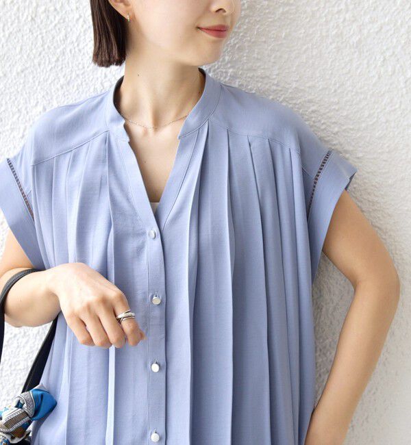 SHIPS for women「《予約》【WEB限定】〈手洗い可能〉ストレッチ ジョーゼット プリーツ スキッパー ブラウス」|シャツ・ブラウス|
