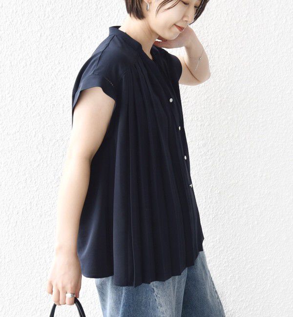 SHIPS for women「《予約》【WEB限定】〈手洗い可能〉ストレッチ ジョーゼット プリーツ スキッパー ブラウス」|シャツ・ブラウス|