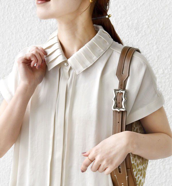 SHIPS for women「《予約》【WEB限定】〈手洗い可能〉ヴィンテージ サテン 襟 タック デザイン ブラウス」|シャツ・ブラウス|