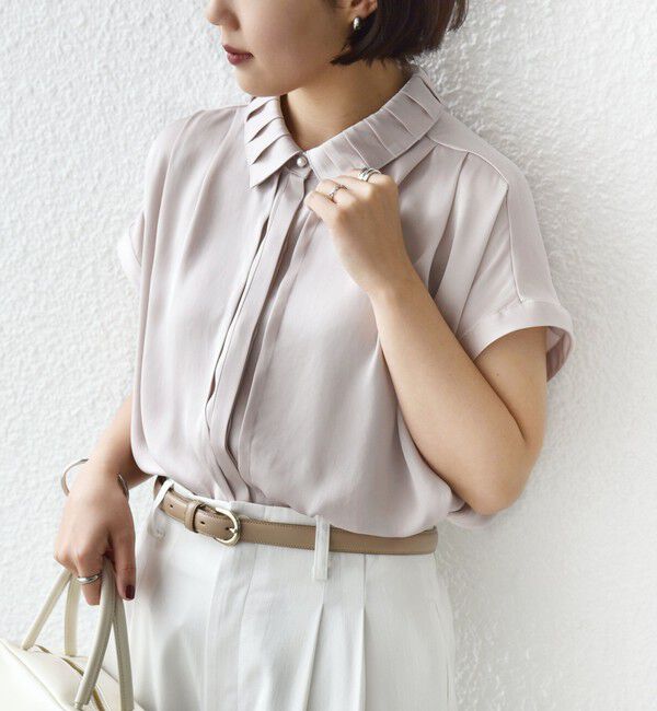 SHIPS for women「《予約》【WEB限定】〈手洗い可能〉ヴィンテージ サテン 襟 タック デザイン ブラウス」|シャツ・ブラウス|