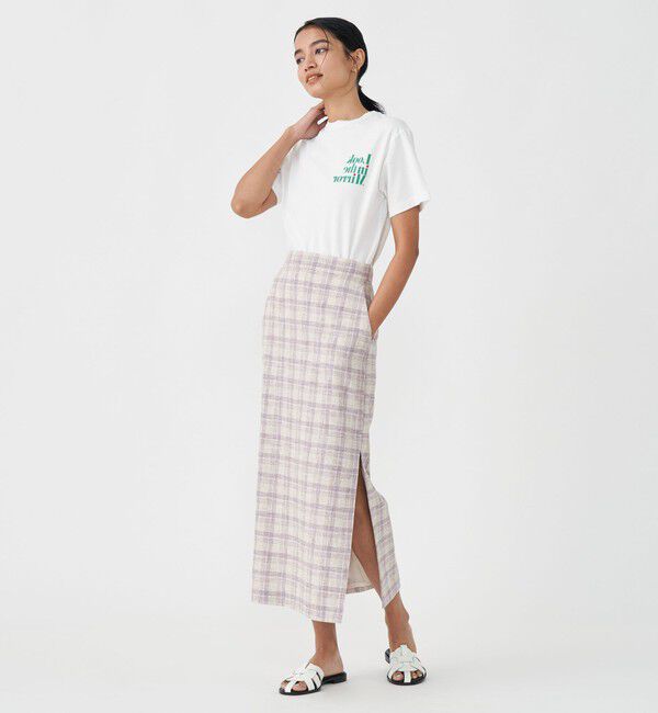 MACPHEE「ツイードチェック Iラインロングスカート」|タイト|
