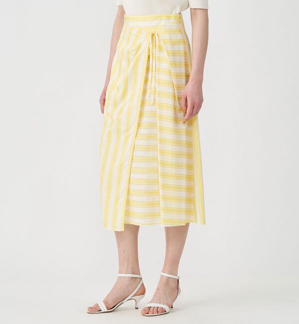 Ballsey「コットンキュプラストライプ ラップスカート」|フレア|