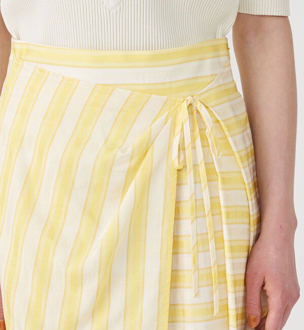 Ballsey「コットンキュプラストライプ ラップスカート」|フレア|