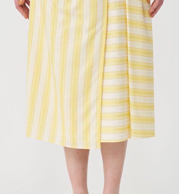 Ballsey「コットンキュプラストライプ ラップスカート」|フレア|