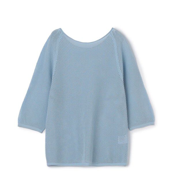 GALERIE VIE「クレープコットンメッシュ クルーネックプルオーバー」|ニット・セーター|63 ライトブルー