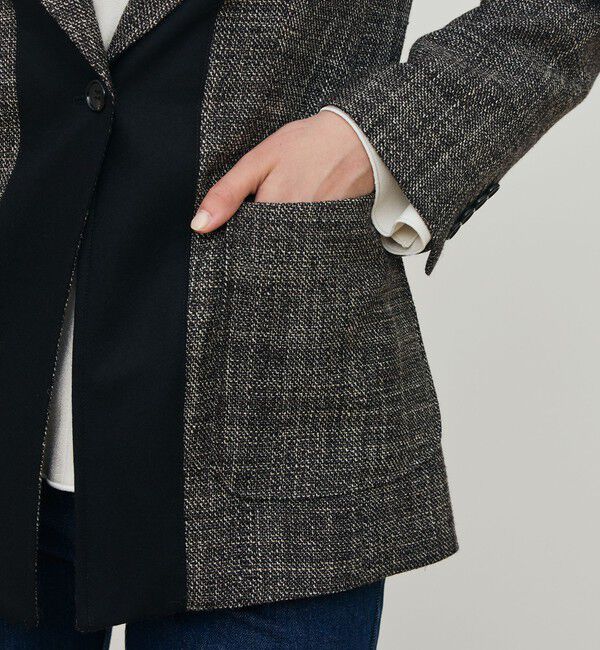 DES PRES「ウールリネンツイード バイカラージャケット」|テーラードジャケット|