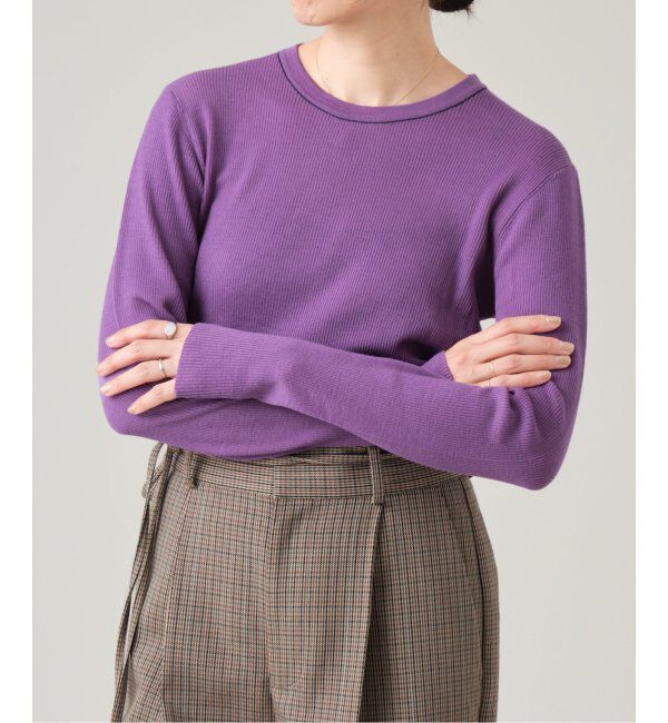 IENA LA BOUCLE「IENA LA BOUCLE 強撚ウールクルーネックプルオーバー」|ニット・セーター|パープル