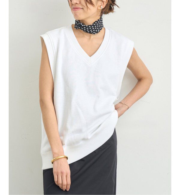 IENA「LOOPWHEELER for LOWERCASE 別注 ライトツリウラケ Vネックベスト」|ベスト・ジレ|