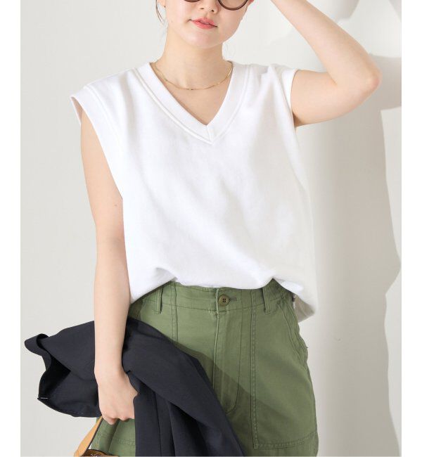 IENA「LOOPWHEELER for LOWERCASE 別注 ライトツリウラケ Vネックベスト」|ベスト・ジレ|