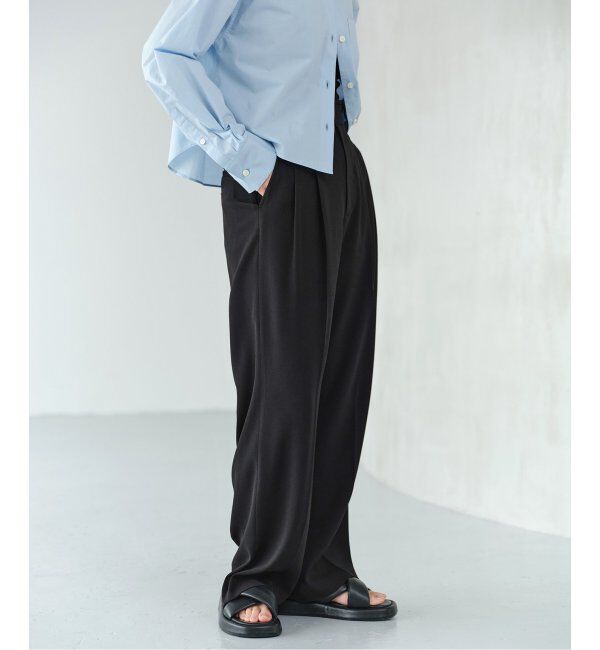 IENA「《追加2》TA/PL ジョーゼットタックワイドパンツ」|スラックス|