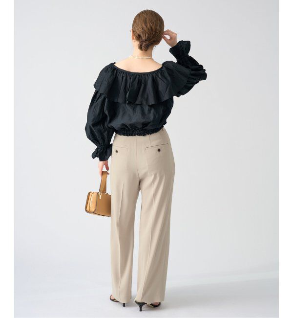IENA「《追加2》TA/PL ジョーゼットタックワイドパンツ」|スラックス|