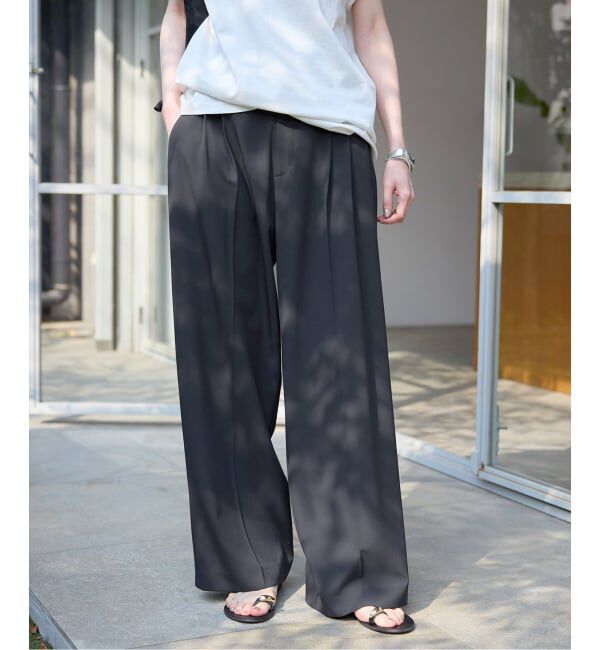 SLOBE IENA「《汗染み防止/接触冷感/吸水速乾/予約》PEストレッチイージースラックス」|スラックス|