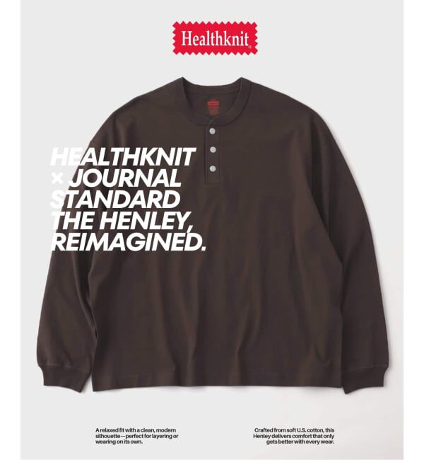 JOURNAL STANDARD「Health knit / ヘルスニット 別注 ヘンリー ネックロンT」|Tシャツ・カットソー|ブラウン