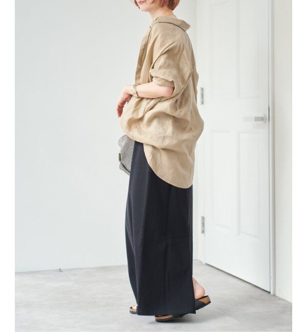 Spick and Span「《ゆったりサイズ》追加 80リネンカシュクール ビッグシャツ」|シャツ・ブラウス|