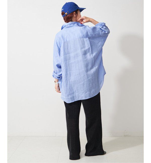 Spick and Span「《ゆったりサイズ》追加 80リネンカシュクール ビッグシャツ」|シャツ・ブラウス|